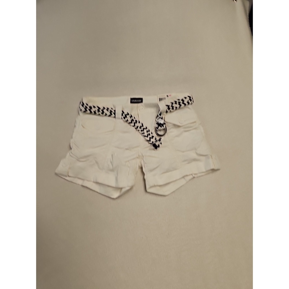 Joe Boxer White Ruched Cargo Shorts with Chevron Belt Size 7 NEW